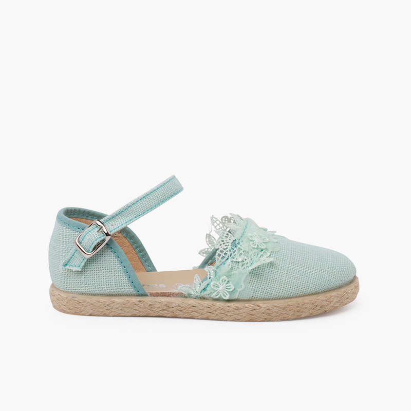 Espadrilles dentelle cérémonie Vert Menthe