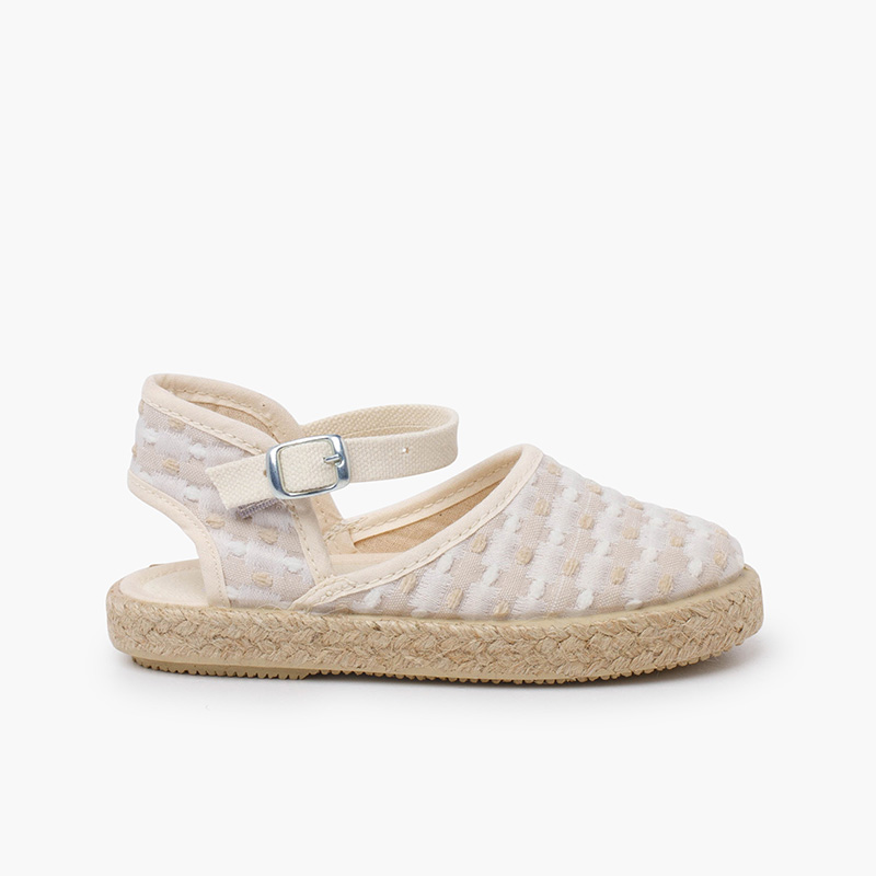 Espadrilles à carreaux brodés plumeti Beige