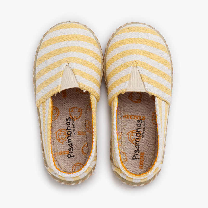 Espadrilles rayures style camping bande élastique Jaune