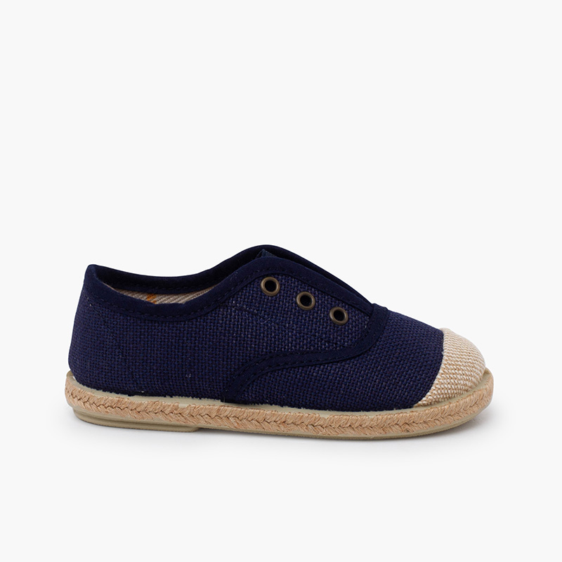 Baskets lin sans lacets embout en jute Bleu Marine
