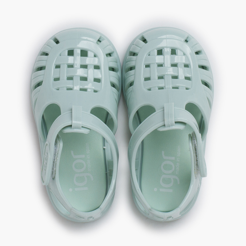 Sandales d'eau glossy fermeture adhésive Menthe