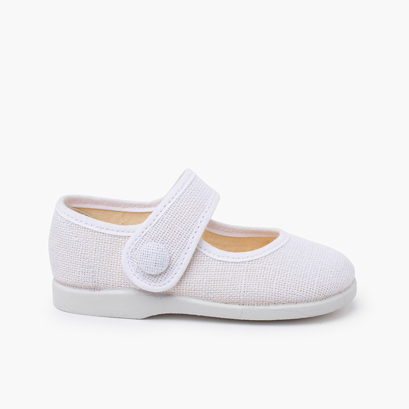 Chaussures Babies avec bouton decoratif Blanc