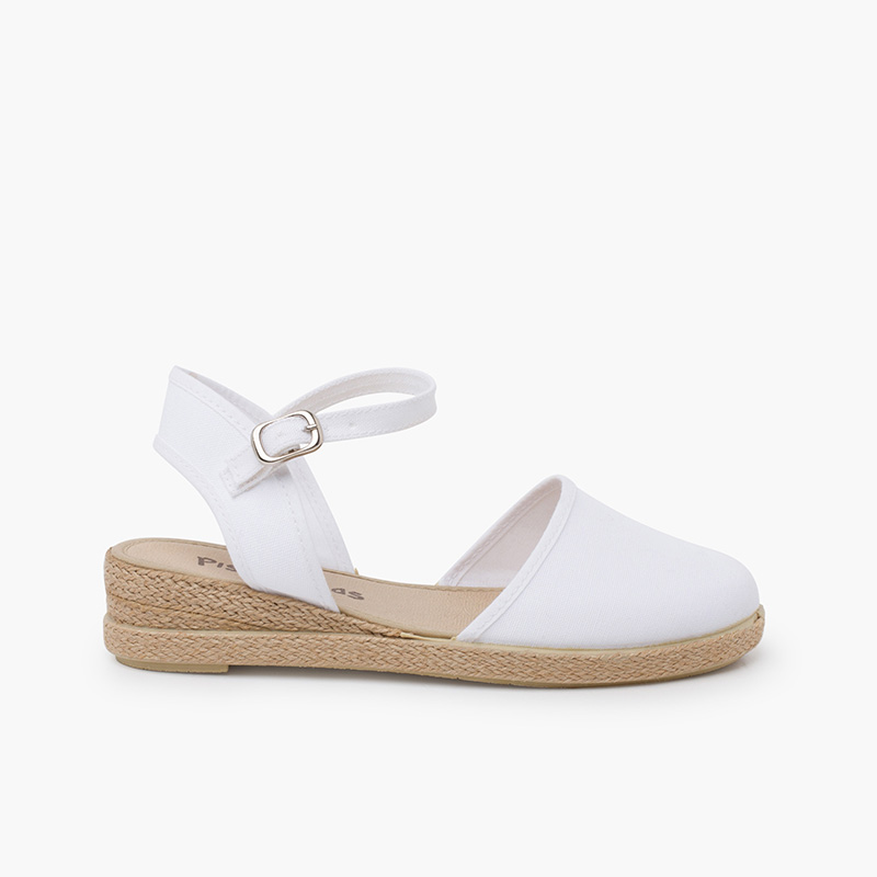 Espadrilles compensées fermeture à boucle Blanc