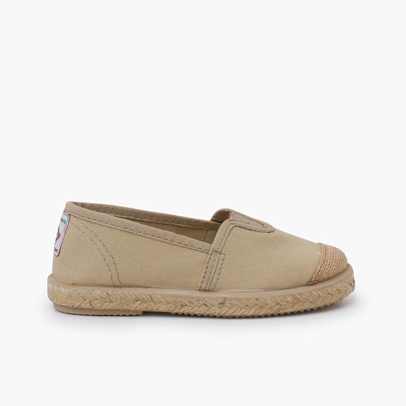 Espadrilles élastique central embout en jute Beige