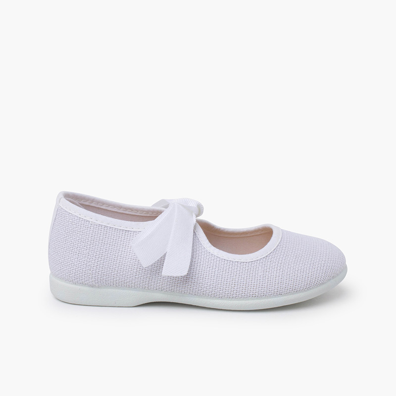 Chaussures babies en lin avec nœud faya Blanc