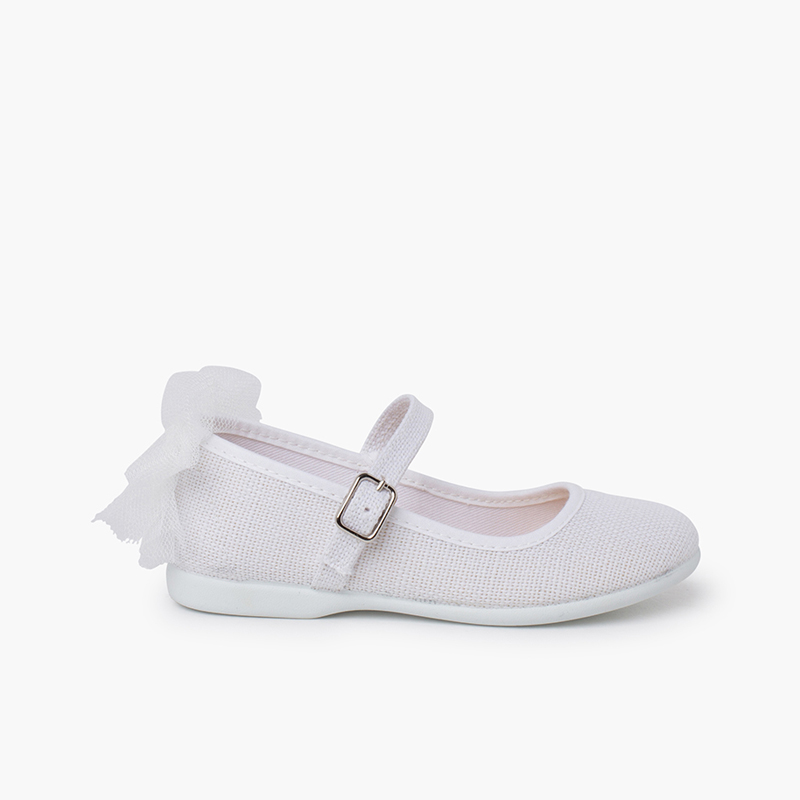 Chaussures babies cérémonie nœud de tulle Blanc