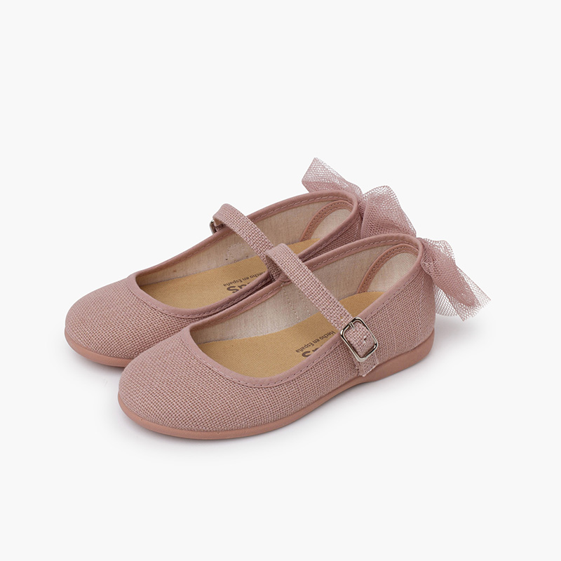 Chaussures babies cérémonie nœud de tulle Rose Claire