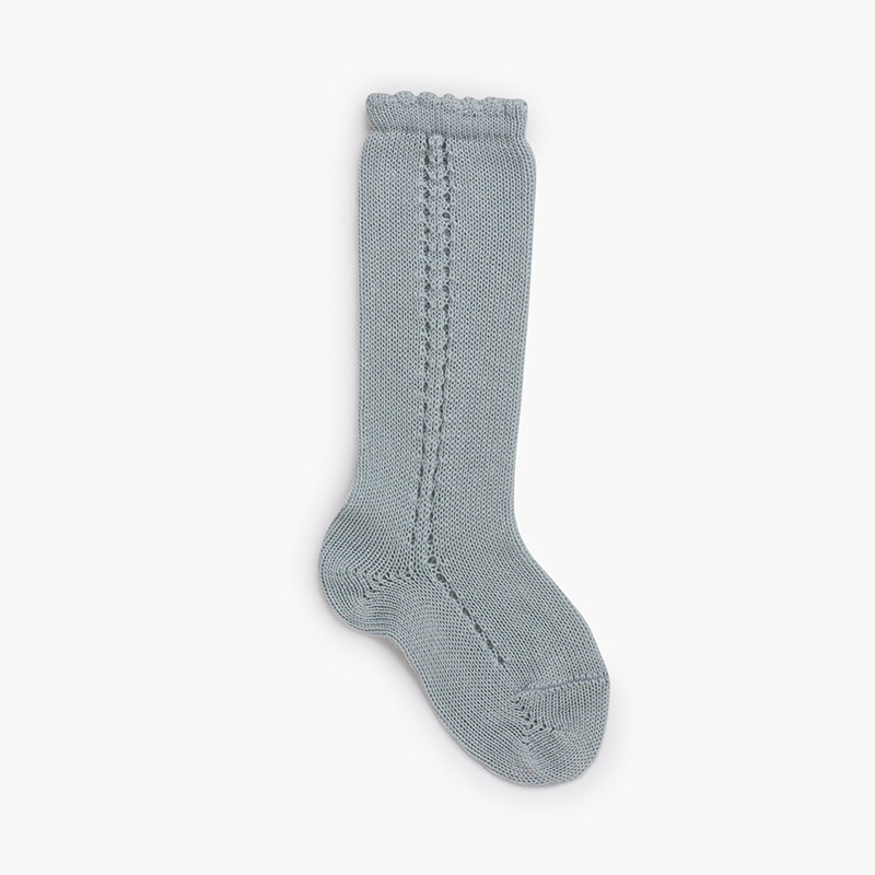 Chaussettes avec motif tricoté sur le côté Brume