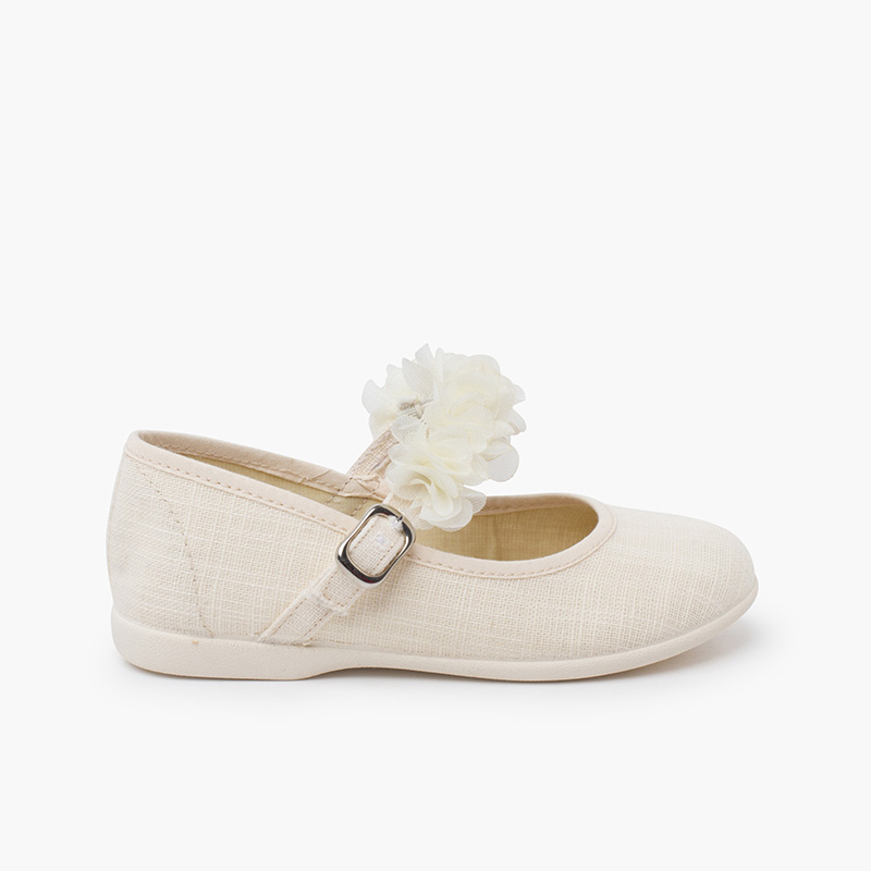 Chaussures babies cérémonie brazalet à fleurs Beige
