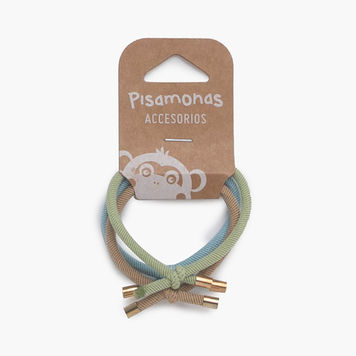 Gomas lisas para el pelo Bleu/Beige/Vert