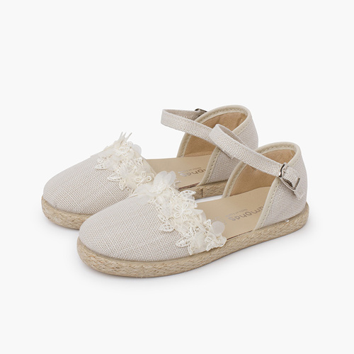 Espadrilles dentelle cérémonie Beige