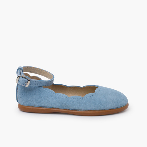 Ballerine Suède brazalet détail ondes Bleu