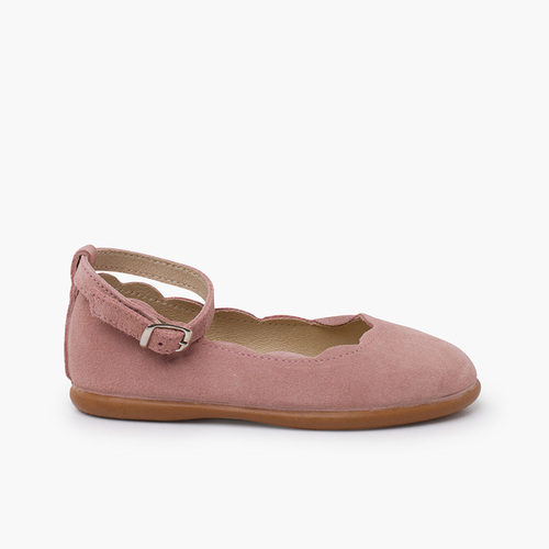 Ballerine Suède brazalet détail ondes Rose Pâle