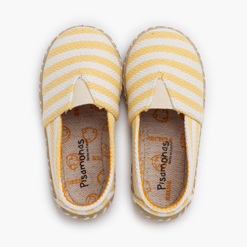 Espadrilles rayures style camping bande élastique Jaune