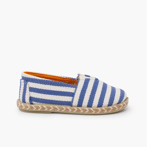 Espadrilles rayures style camping bande élastique Bleu