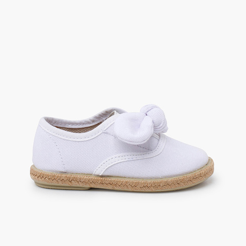 Baskets nœud semelle en jute Blanc