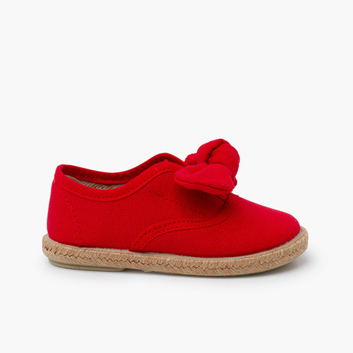 Baskets nœud semelle en jute Rouge
