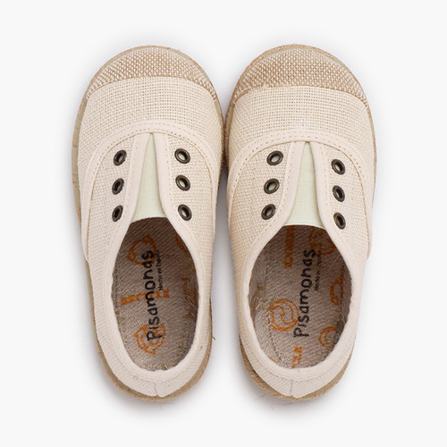 Baskets lin sans lacets embout en jute Écru