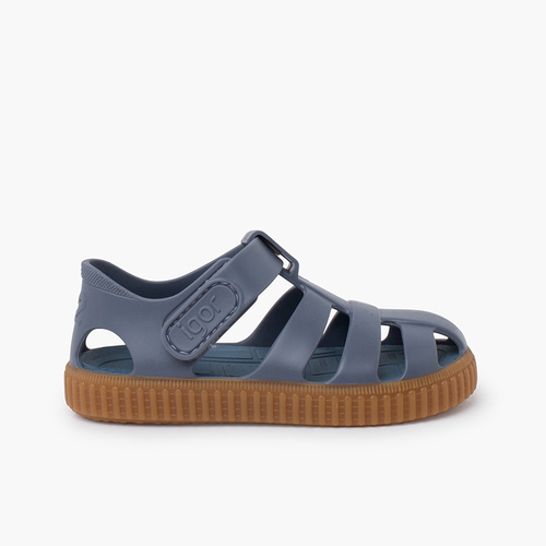 Sandales plastique semelle caramel Bleu