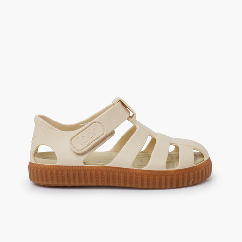 Sandales plastique semelle caramel Ivoire