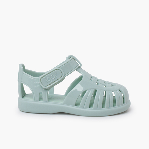 Sandales d'eau glossy fermeture adhésive Menthe