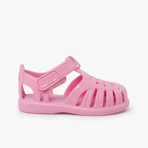 Sandales d'eau glossy fermeture adhésive Rose