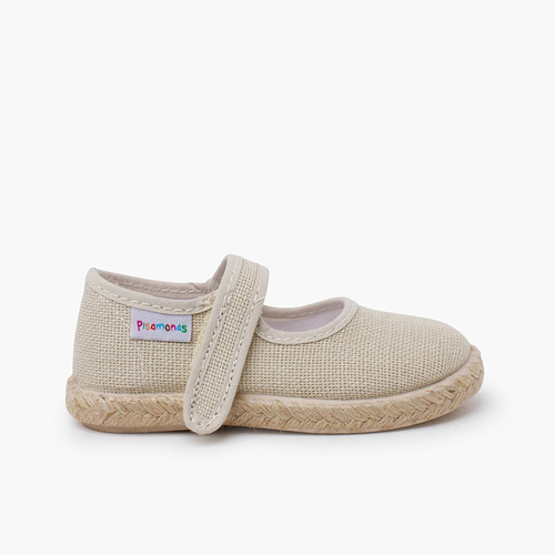 Chaussures babies lin semelle espadrille fermeture auto-agrippante Beige