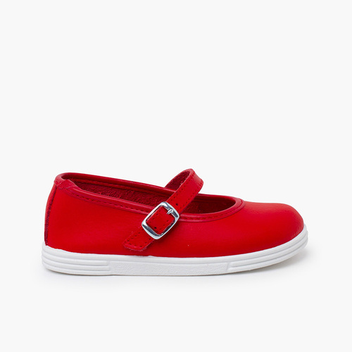 Chaussures babies en cuir lavable Rouge