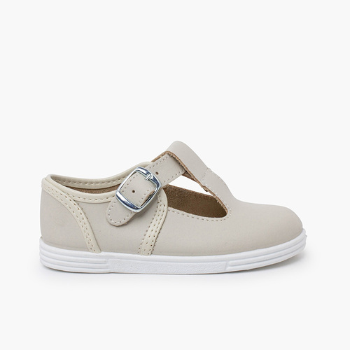Chaussures Salomé en cuir lavable avec boucle Beige