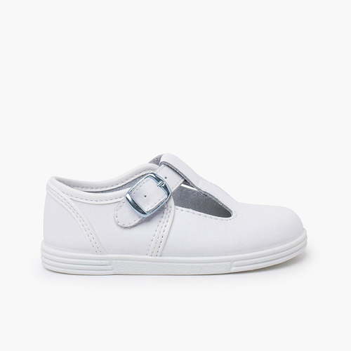Chaussures Salomé en cuir lavable avec boucle Blanc