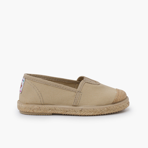 Espadrilles élastique central embout en jute Beige