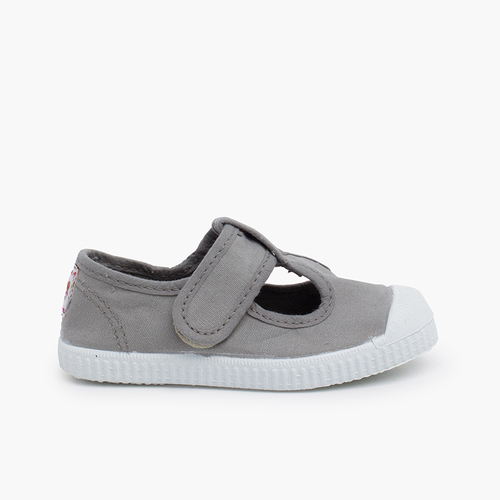 Baskets sandales enfants embout en caoutchouc Gris