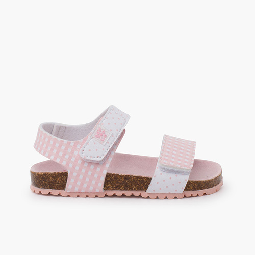 Sandales bio vichy fille Rose