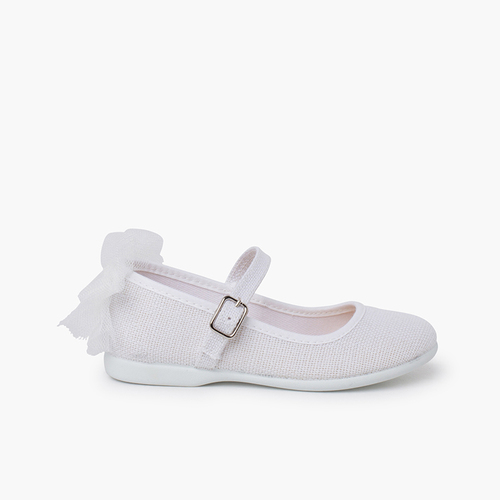 Chaussures babies cérémonie nœud de tulle Blanc