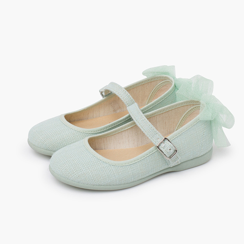 Chaussures babies cérémonie nœud de tulle Menthe