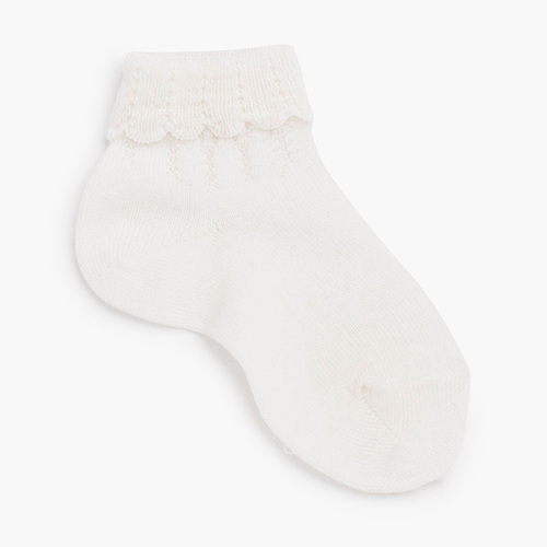 Chaussettes cheville poignet roulé Crème
