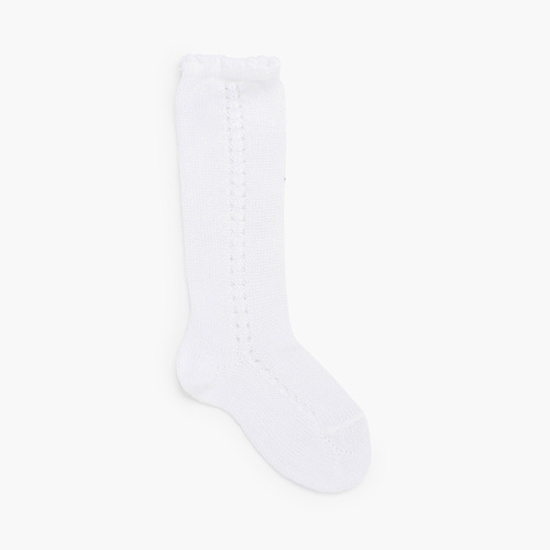 Chaussettes avec motif tricoté sur le côté Blanc