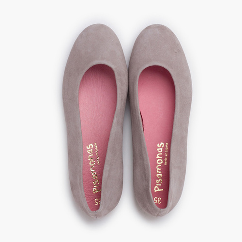 Ballerines suède semelle classique Gris Perle