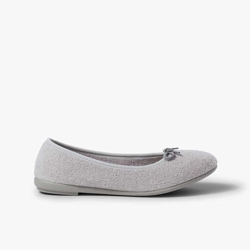 Chaussons Ballerines en Tissue Serviette Gris