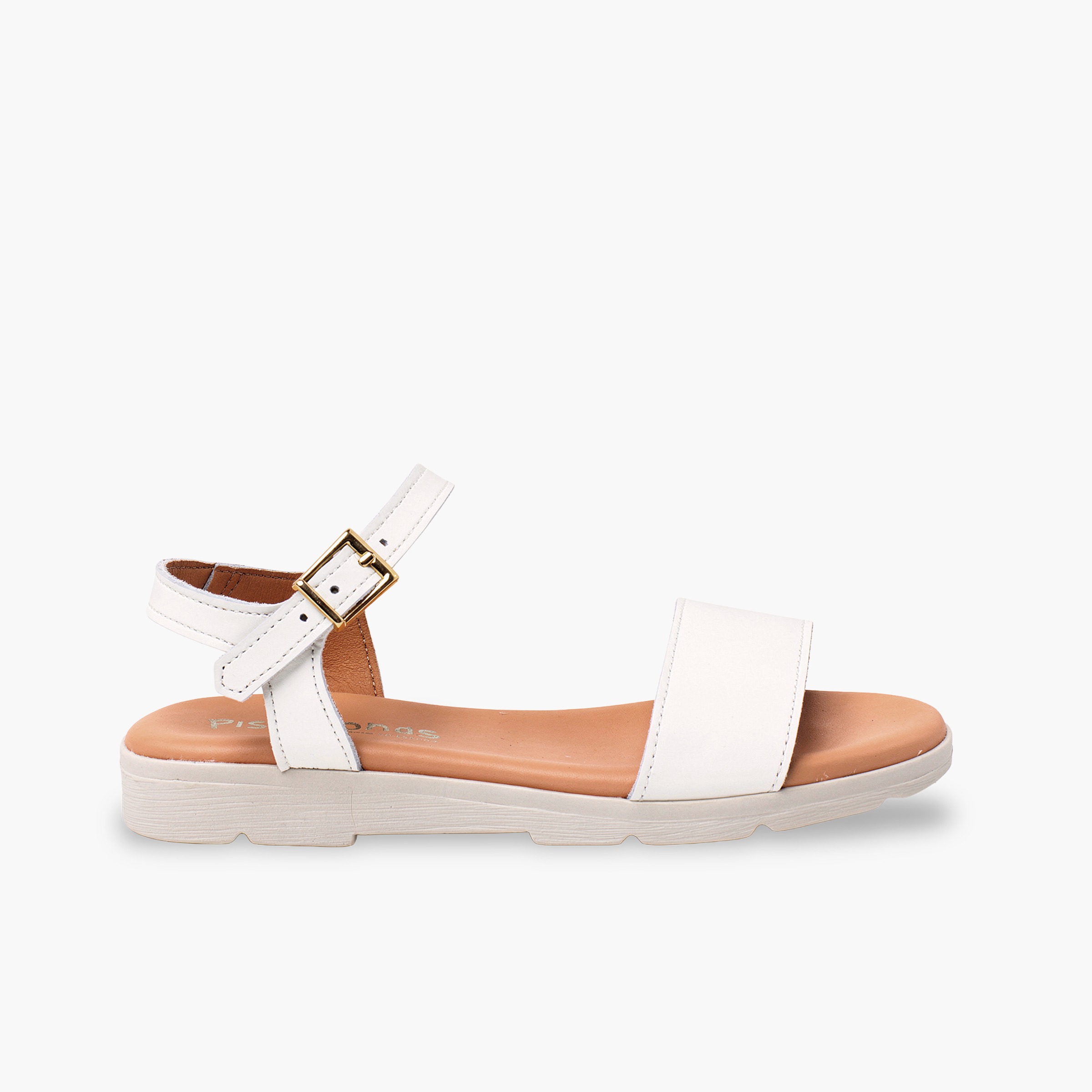 Sandales fille et femme en cuir avec semelle intérieure en gel Blanc