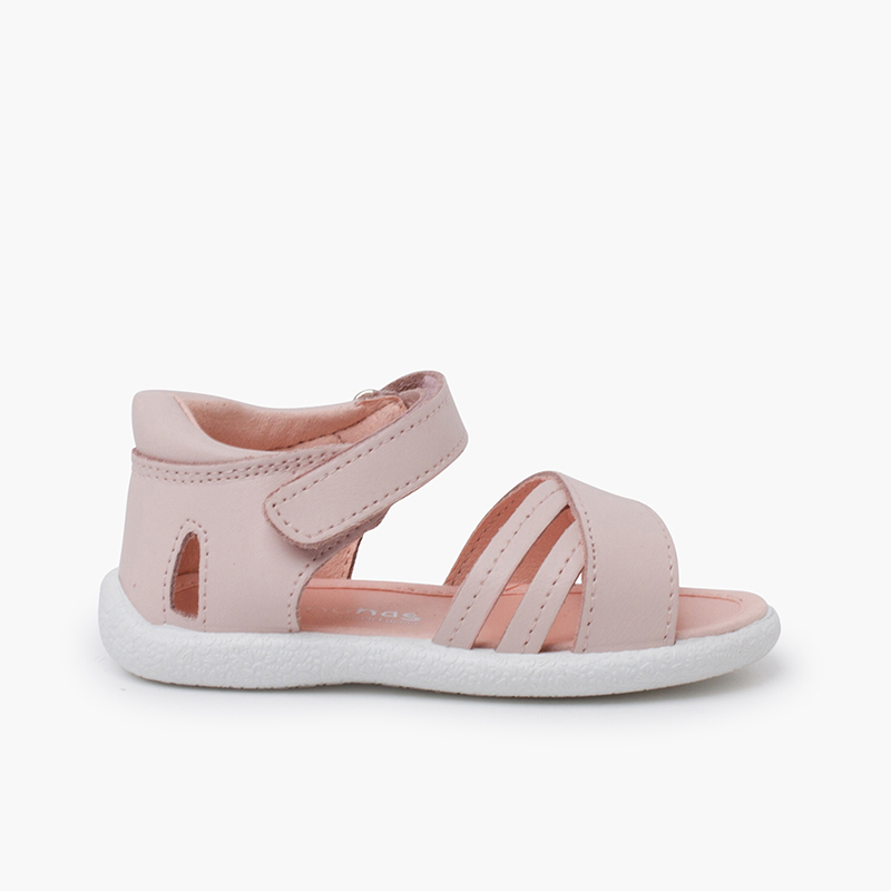 Sandales premiers pas sangles croisées Rose