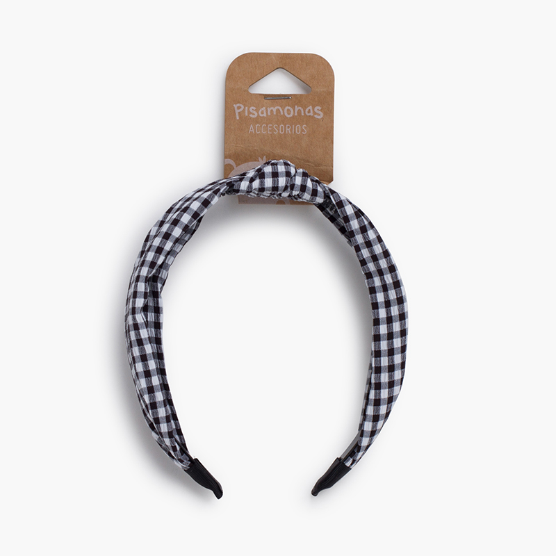 Large bandeau nœud vichy Noir