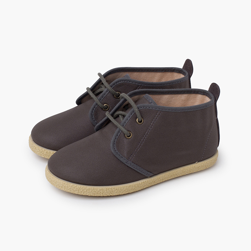 Botte cuir vegan lacets Gris