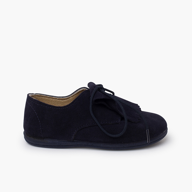Derbies suède languette franges Bleu Marine
