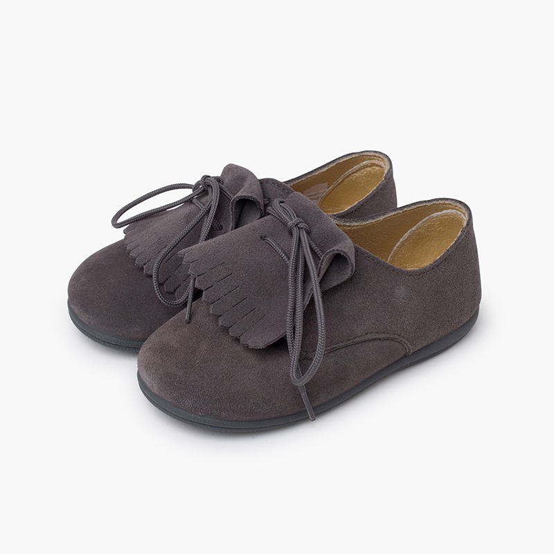 Derbies suède languette franges Gris