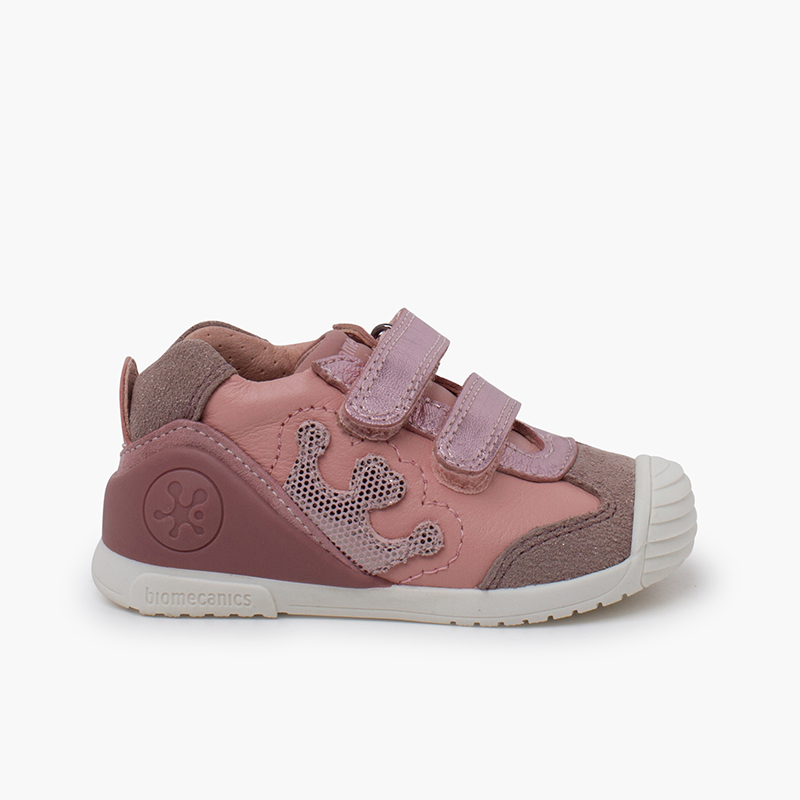 Baskets Biomecanics double fermeture adhésive couronne Rose