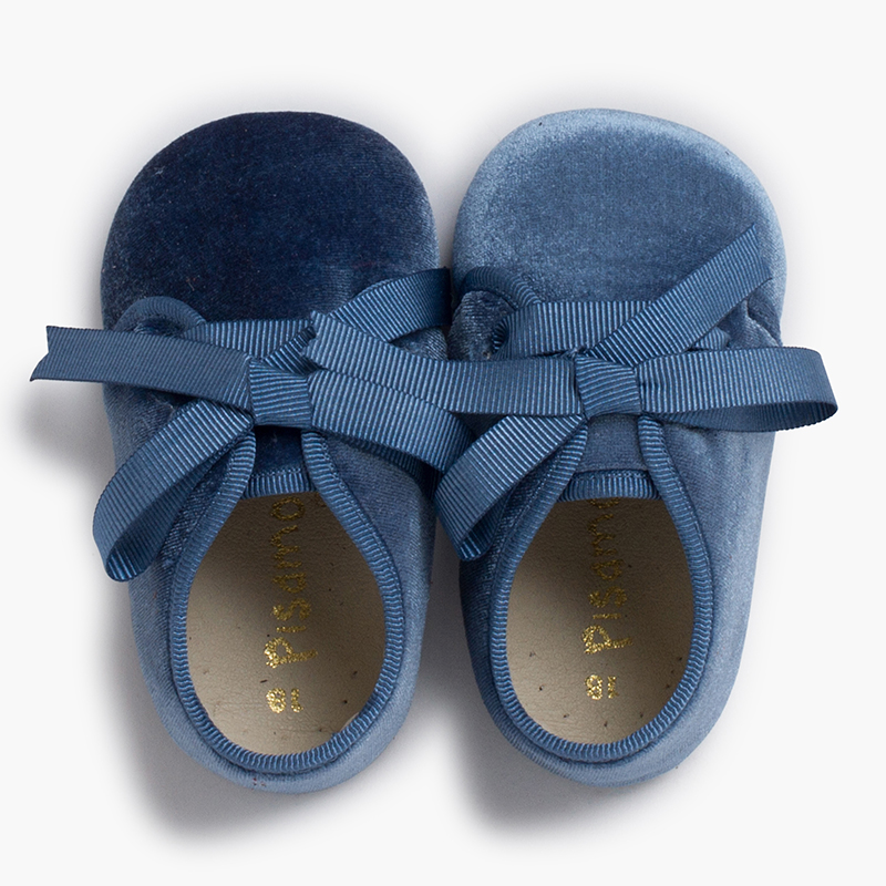 Bluchers velours ruban faya Bleu de France