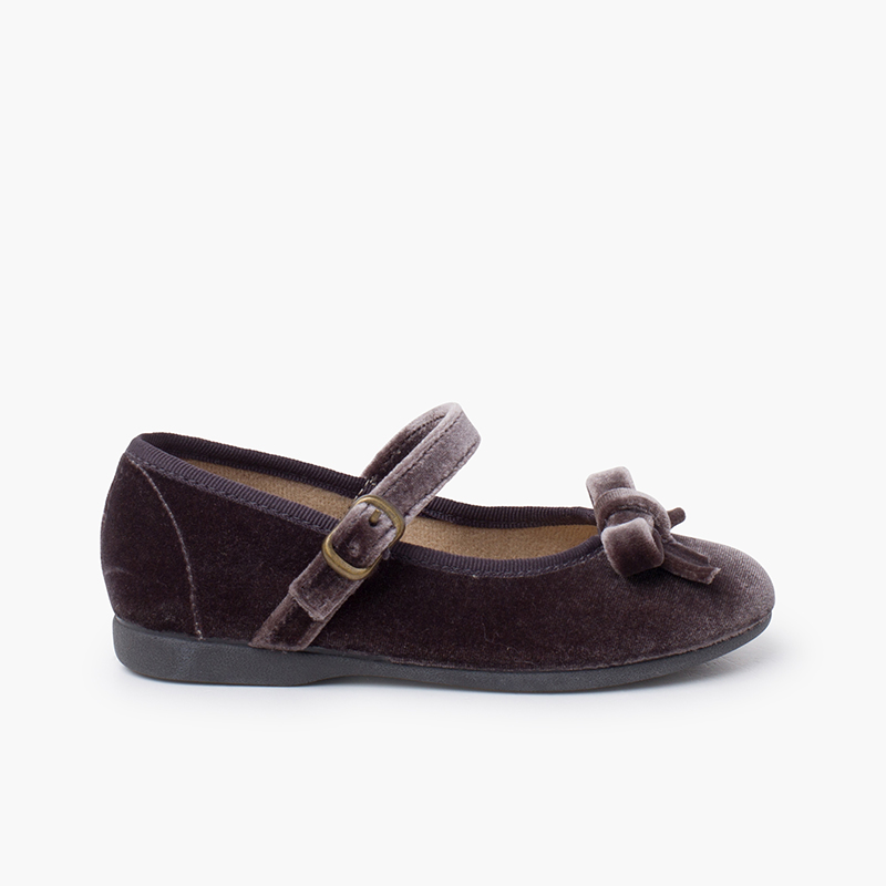 Babies velours fille petit nœud Gris