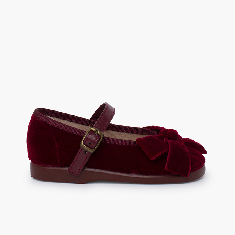 Babies bride simili cuir nœud velours Bordeaux