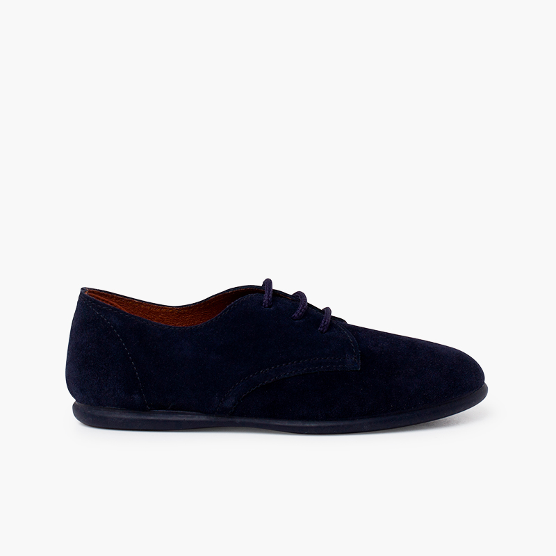 Derbies enfants suède lacets Bleu Marine